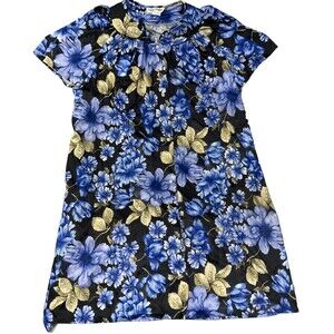 C Collections Vintage 80s Womens M Nightgown Floral print Pearl Button up